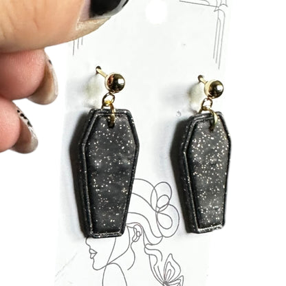 Hypoallergenic Hanging Coffin Clay Dangle Earrings