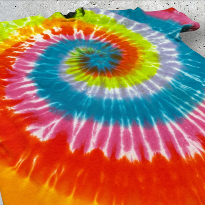 Youth Large Neon Rainbow Spiral Tie Dye Shirt