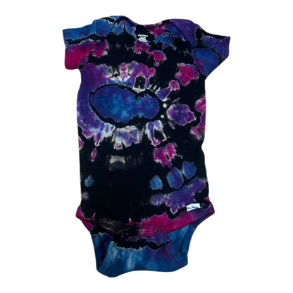 Infant 18 Months Black Purple Blue and Pink Reverse Geode Ice Dye Tie Dye Onesie