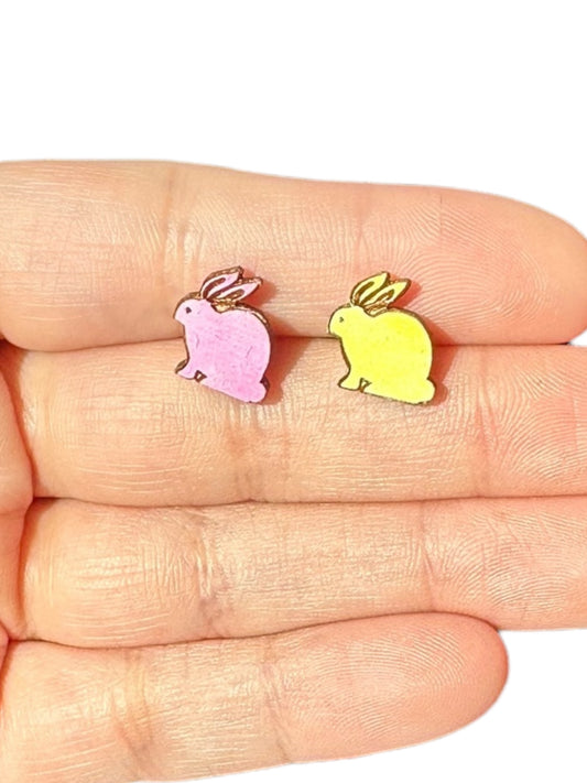 Hypoallergenic Easter Bunny Laser Engraved Wood Earrings