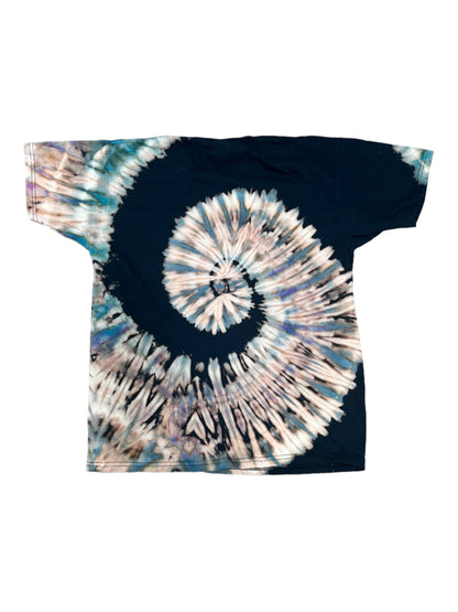 Youth XL Blue and Purple Spiral Reverse Tie Dye Shirt