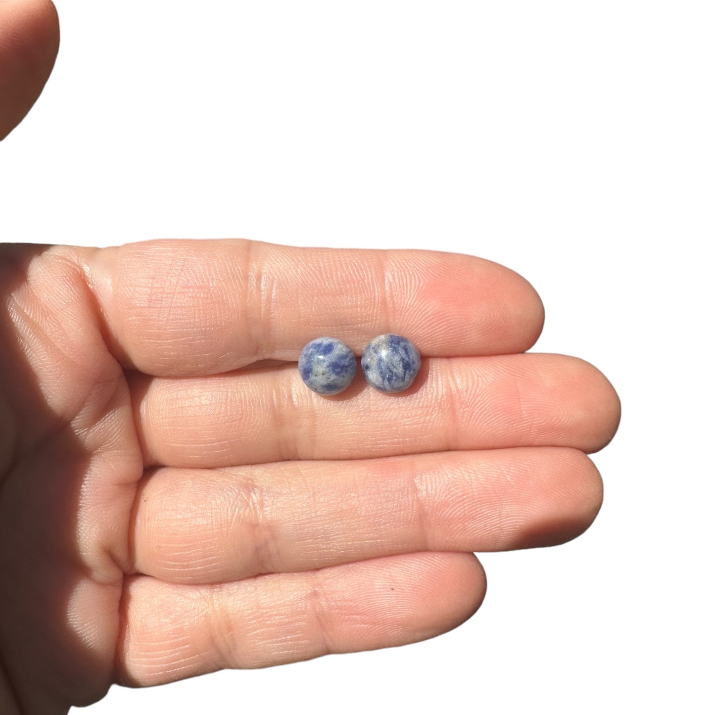 8MM Hypoallergenic Sodalite Crystal Earring Studs