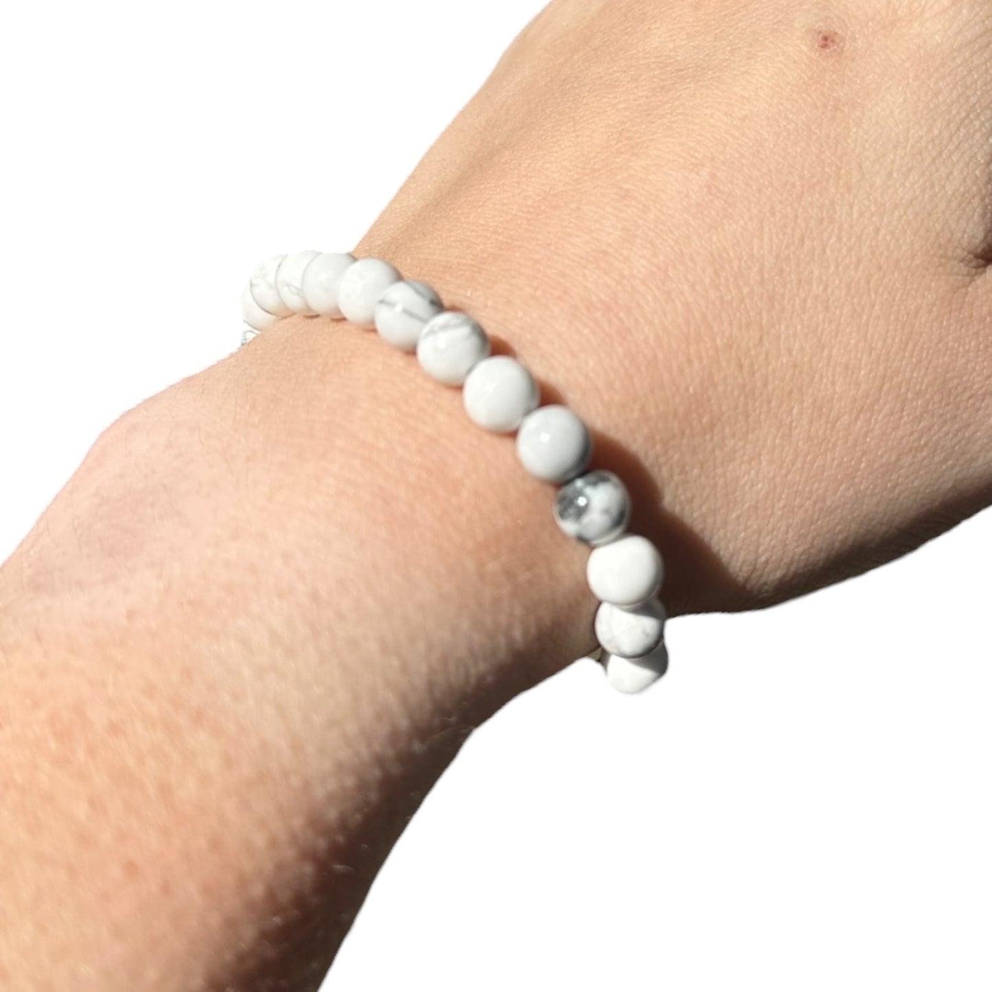 Howlite Beaded Elastic Crystal Bracelet