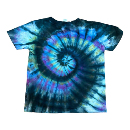 Toddler 3T Purple Green Golden Black Yellow and Blue Spiral Ice Dye Tie Dye Shirt