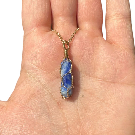 Sterling Silver | 14KT Gold Filled Lapis Lazuli Mini Cage Pendant