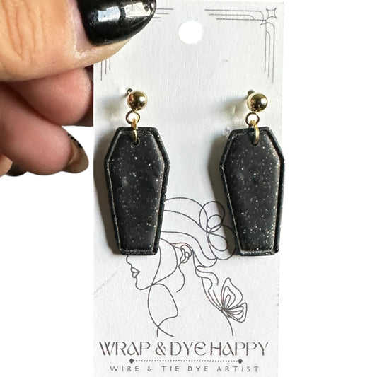 Hypoallergenic Hanging Coffin Clay Dangle Earrings