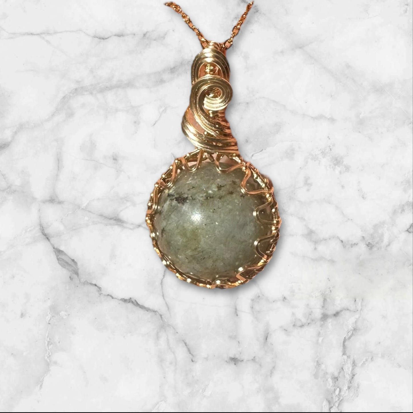 Sterling Silver | 14KT Gold Filled Wire Wrapped Labradorite Crystal Fidget Bezel Pendant