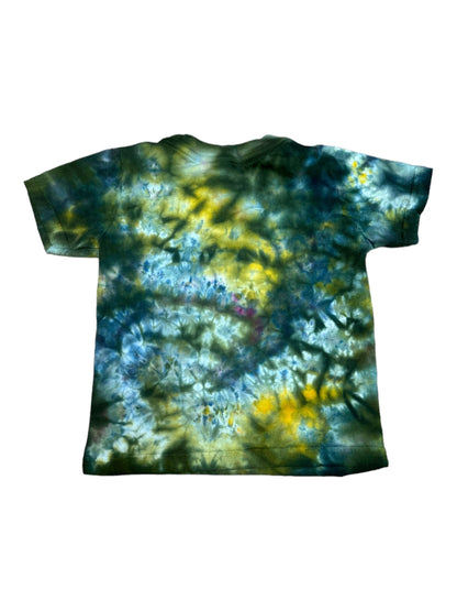 Toddler 3T Yellow Green and Blue Scrunch Ice Dye Tie Dye Shirt