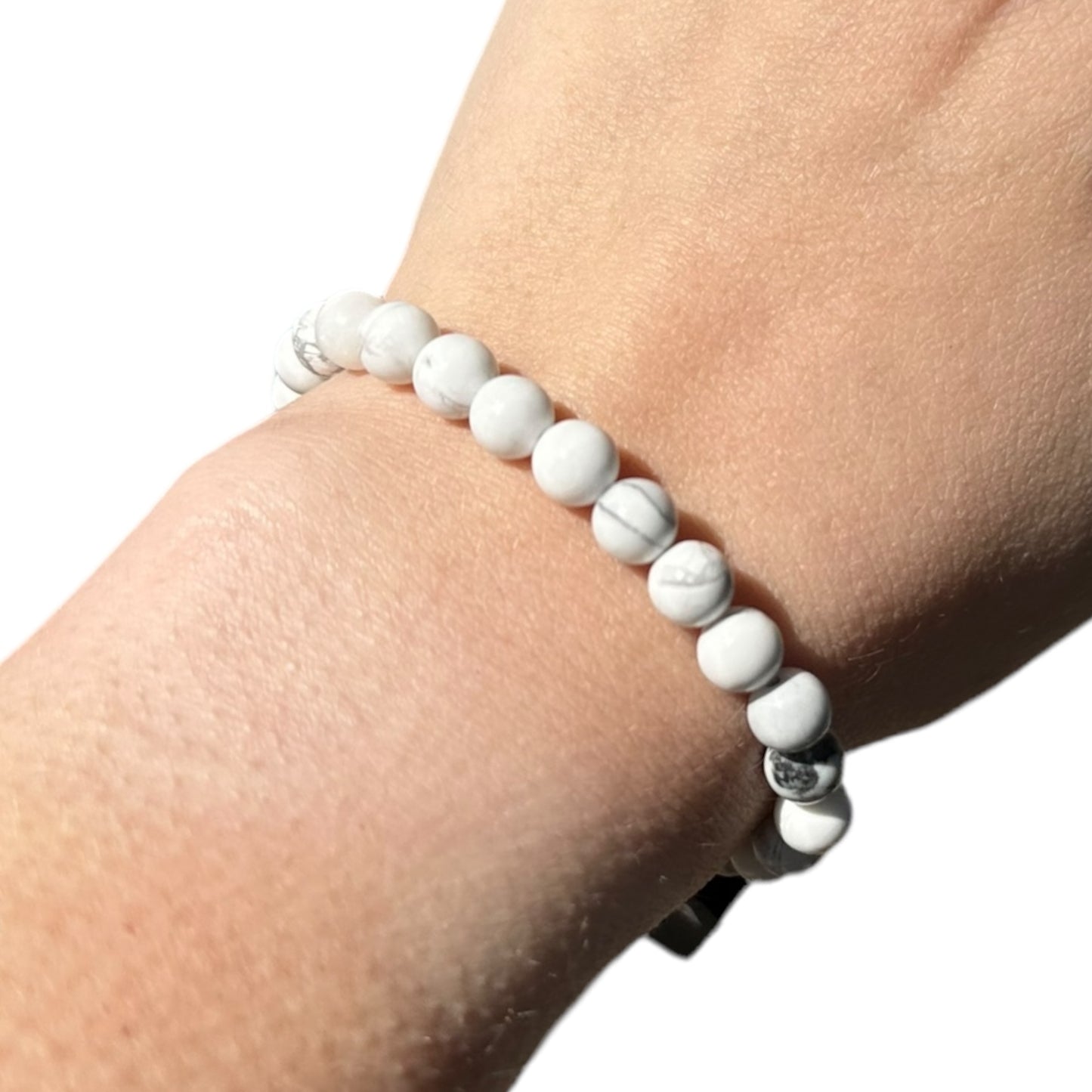 Howlite Beaded Elastic Crystal Bracelet