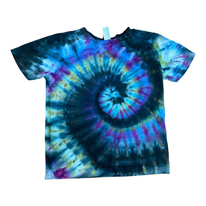 Toddler 3T Purple Green Golden Black Yellow and Blue Spiral Ice Dye Tie Dye Shirt