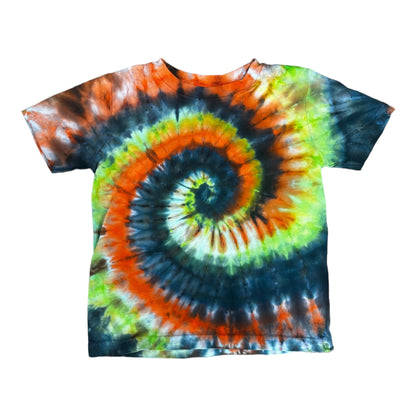 Toddler 3T Black Green and Orange Spiral Ice Dye Tie Dye Shirt