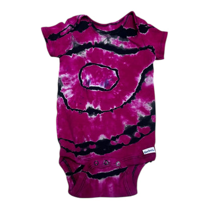 Infant 12 Months Black and Pink Reverse Geode Ice Dye Tie Dye Onesie