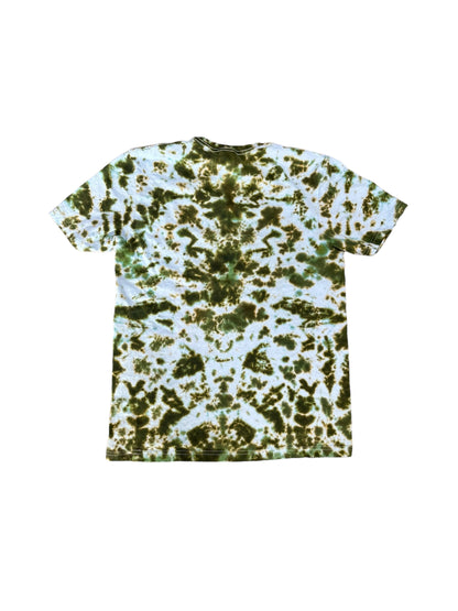 Adult Medium Earthy Green Brown and Gold Mushroom Tie Dye Shirt