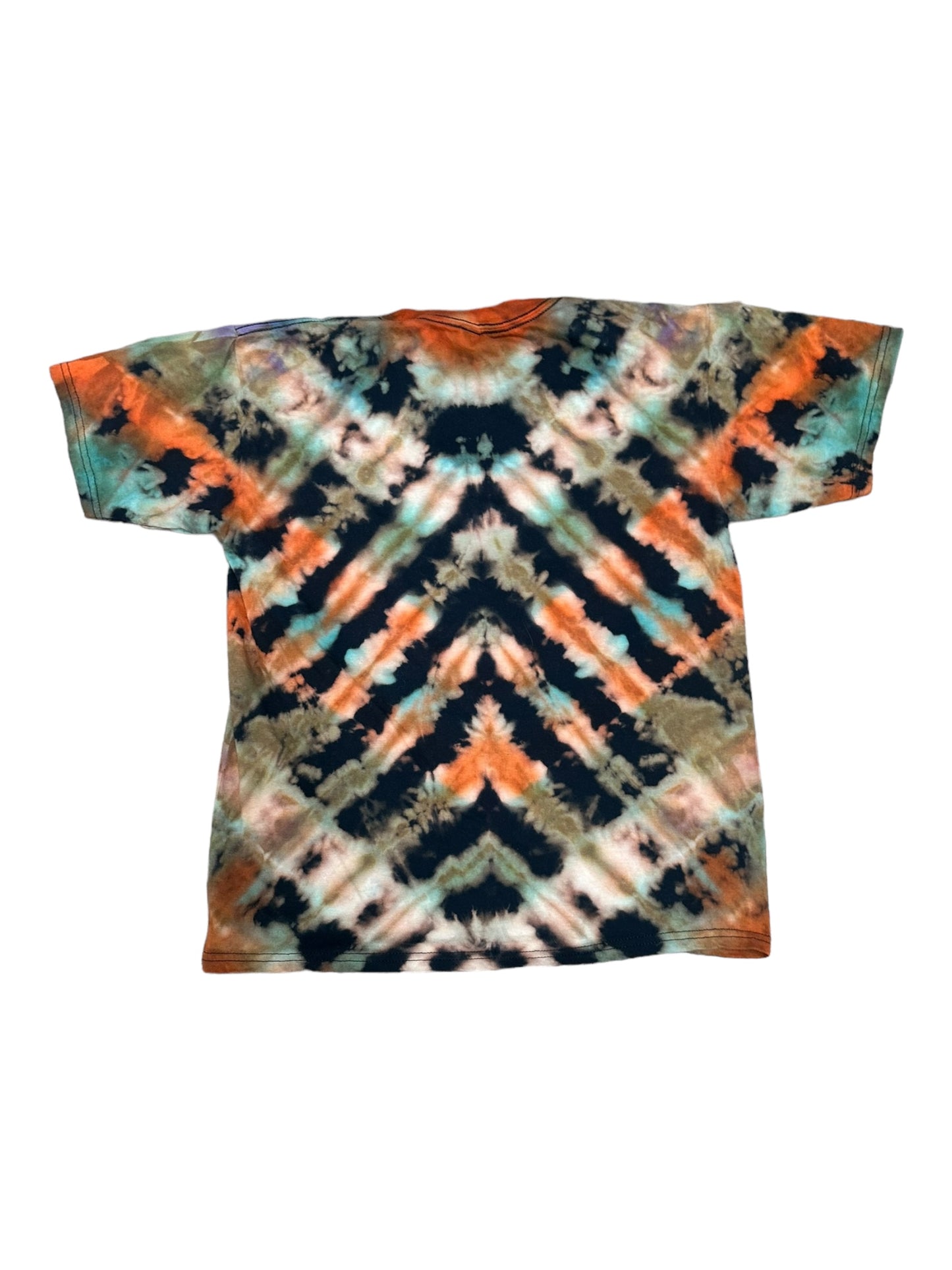 Youth XL Orange Blue and Green V Arrow Reverse Tie Dye Shirt