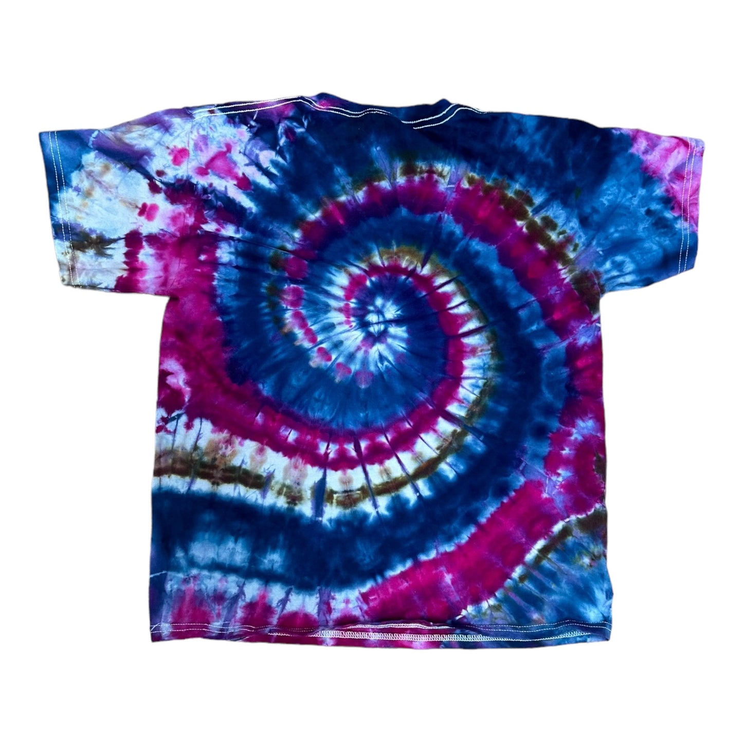 Youth Large Blue Brown and Purple Spiral Ice Dye Tie Dye Shirt
