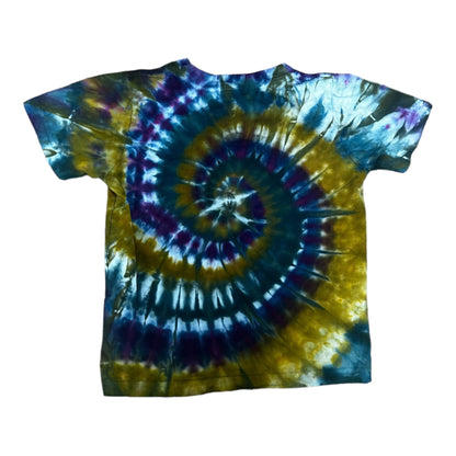 Toddler 3T Brown Green Yellow Purple and Blue Spiral Ice Dye Tie Dye Shirt