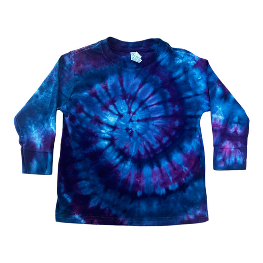 Toddler 3T Blue and Purple Spiral Ice Dye Tie Dye Long Sleeve Shirt