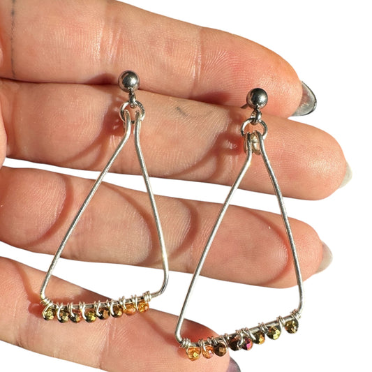 Sterling Silver | 14KT Gold Filled Hypoallergenic Triangle Dangle Wire Earring