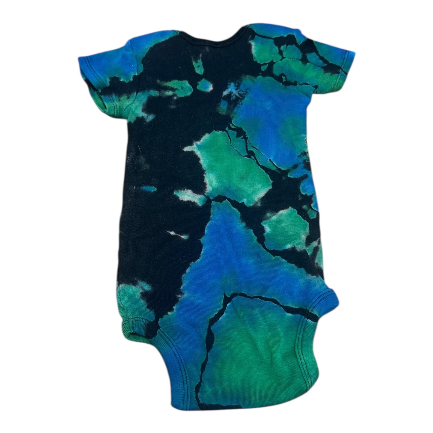 Infant 12 Months Black Blue and Green Reverse Geode Ice Dye Tie Dye Onesie