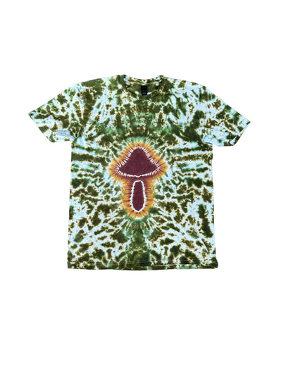 Adult Medium Earthy Green Brown and Gold Mushroom Tie Dye Shirt