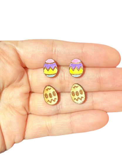 Hypoallergenic Easter Eggs Laser Engraved Wood Earrings