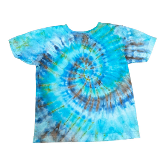 Toddler 3T Brown Green and Blue Spiral Ice Dye Tie Dye Shirt