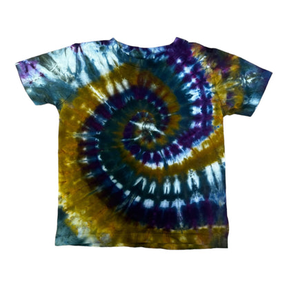 Toddler 3T Brown Green Yellow Purple and Blue Spiral Ice Dye Tie Dye Shirt