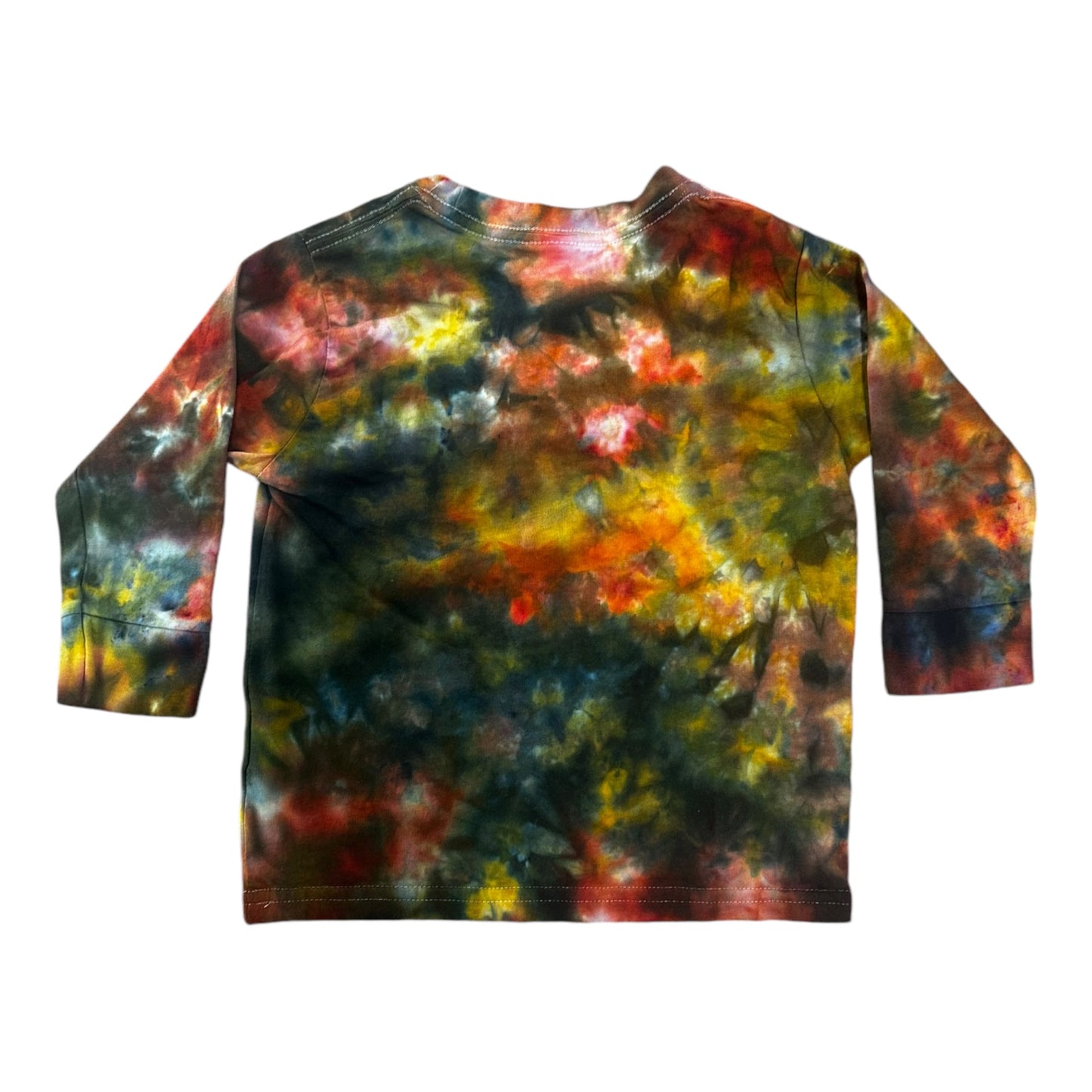 Toddler 3T Black Yellow and Red Scrunch Ice Dye Tie Dye Long Sleeve Shirt