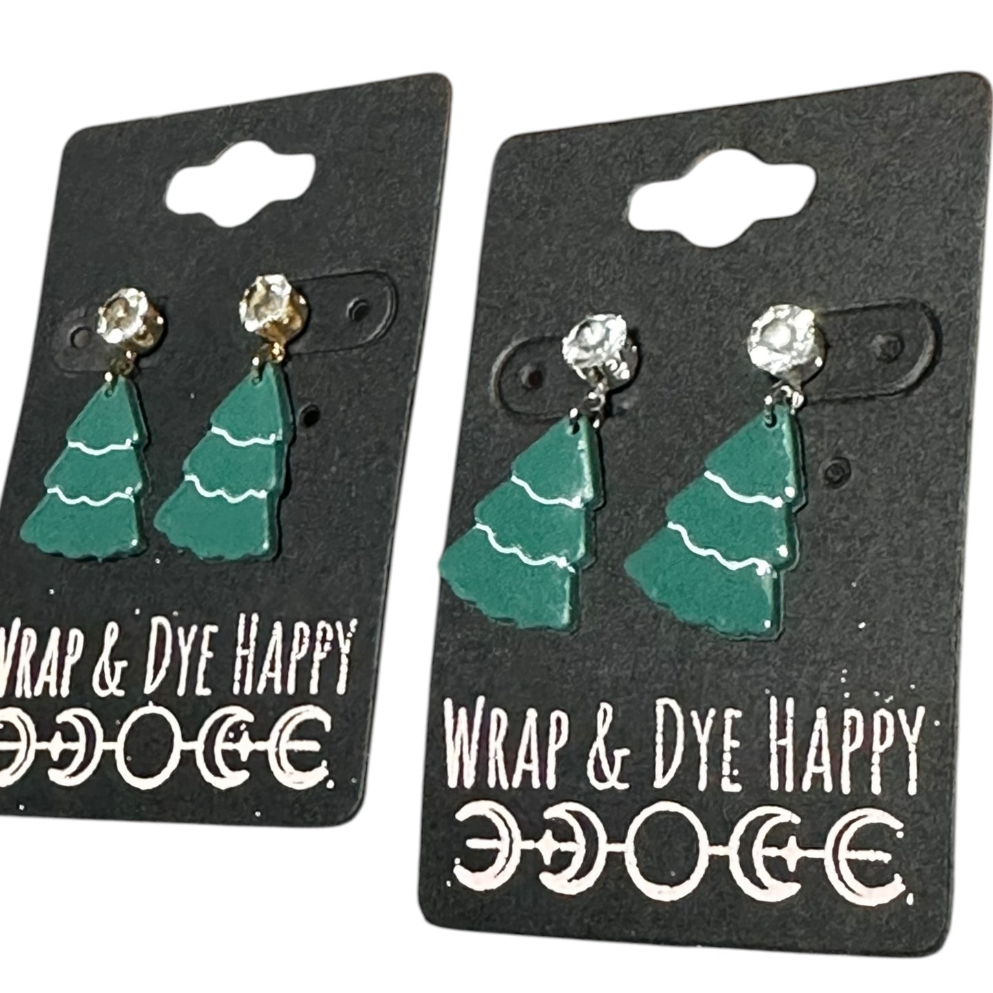 Hypoallergenic Hand Painted Christmas Tree Dangle Clay Earrings