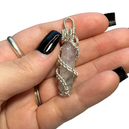 Sterling Silver Fluorite Coiled Cage Crystal Pendant