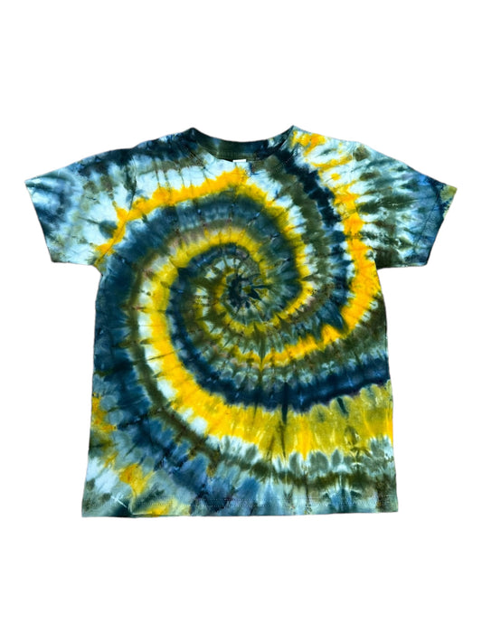 Toddler 5T Teal Yellow and Green Spiral Ice Dye Tie Dye Shirt
