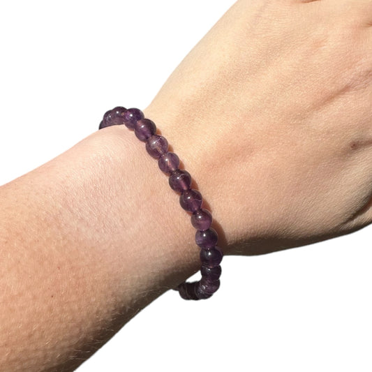 Amethyst Beaded Elastic Crystal Bracelet