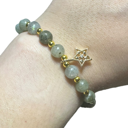 Labradorite Adjustable Moon/Star Crystal Bracelet