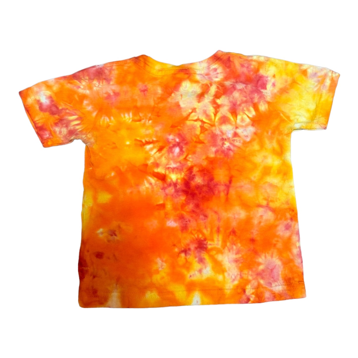 Toddler 2T Red Yellow and Orange Scrunch Ice Dye Tie Dye Shirt