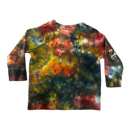 Toddler 3T Black Yellow and Red Scrunch Ice Dye Tie Dye Long Sleeve Shirt