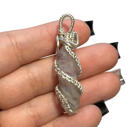 Sterling Silver Fluorite Coiled Cage Crystal Pendant