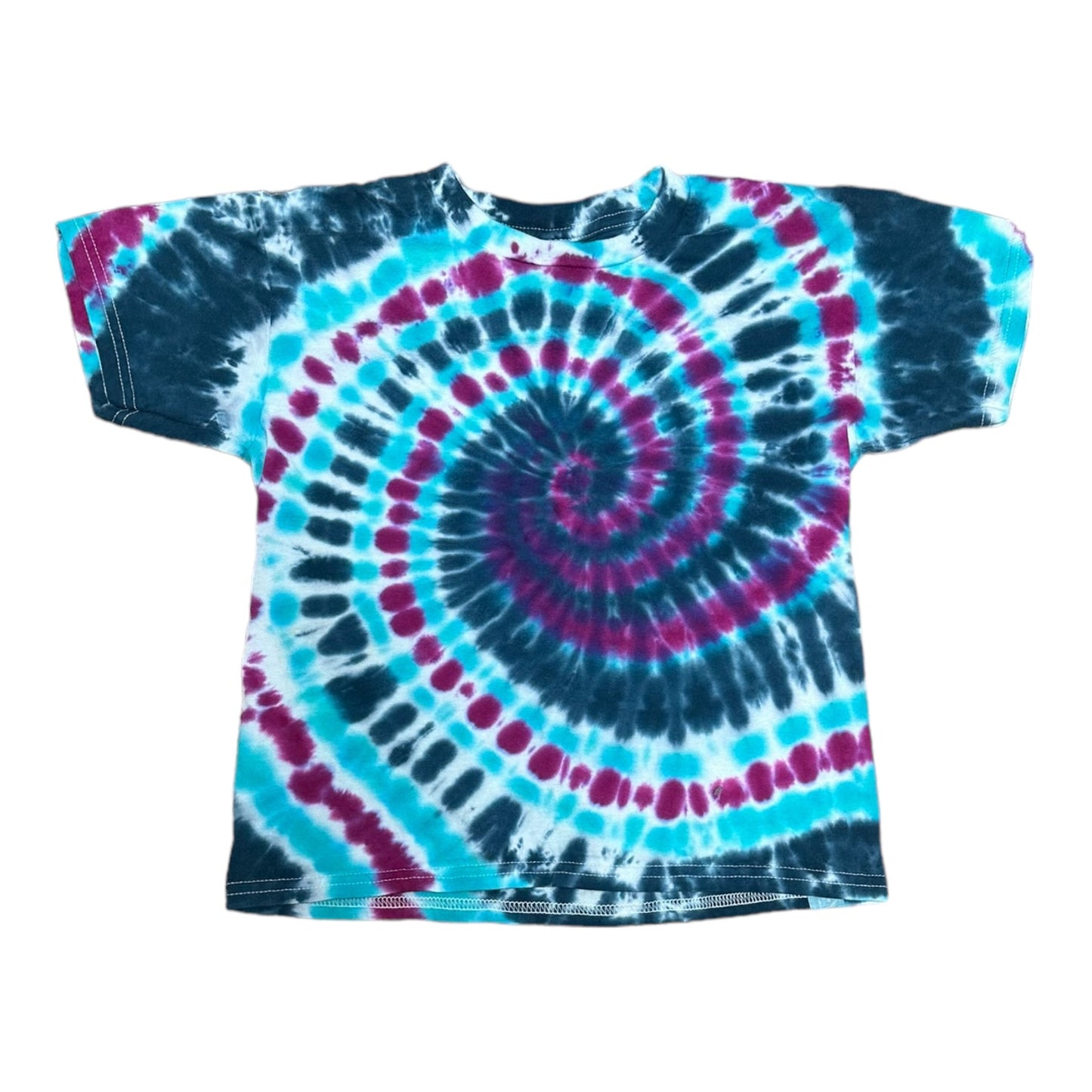 Youth Small Blue Black and Purple Spiral Tie Dye Shirt