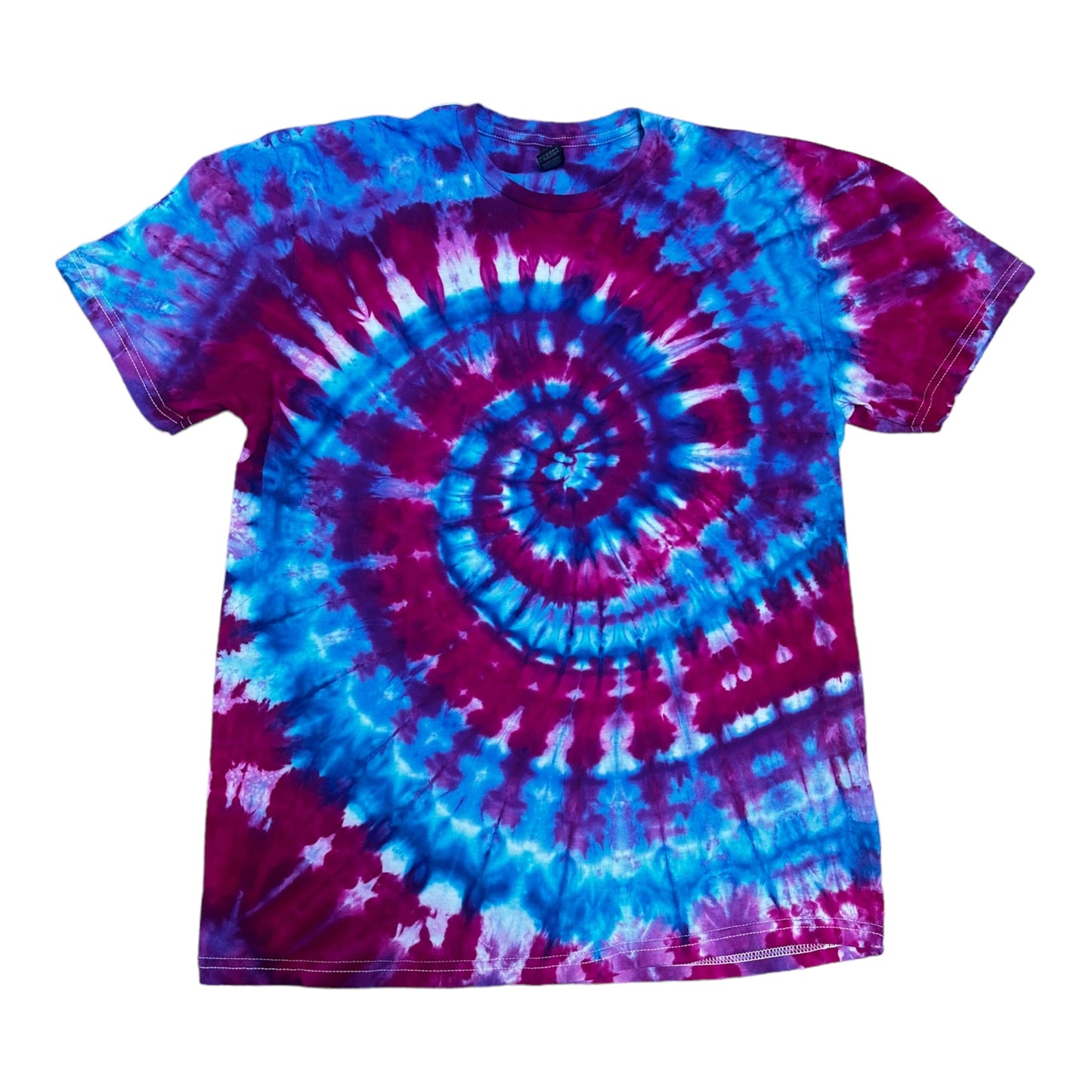 Adult Large Purple and Blue Spiral Ice Dye Tie Dye Shirt