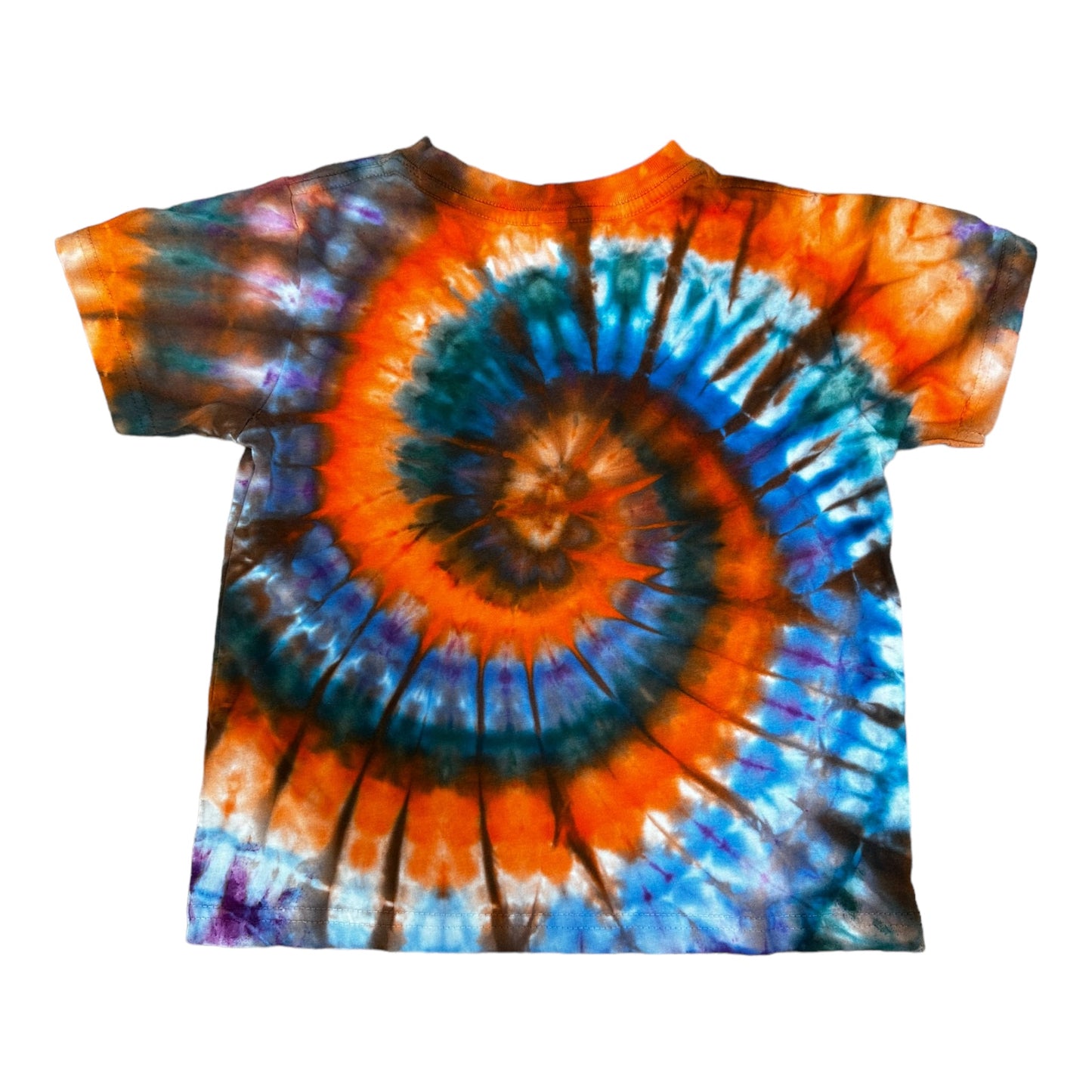 Toddler 5T Purple Blue Orange and Teal Blue Spiral Ice Dye Tie Dye Shirt