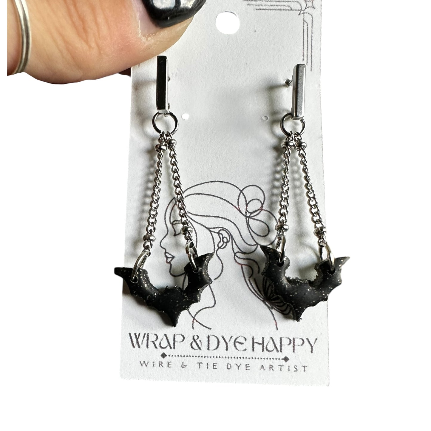 Hypoallergenic Hanging Bats Clay Dangle Earrings