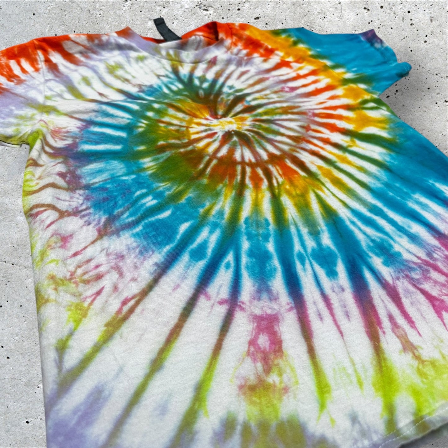 Youth Medium Neon Rainbow Spiral Tie Dye Tshirt