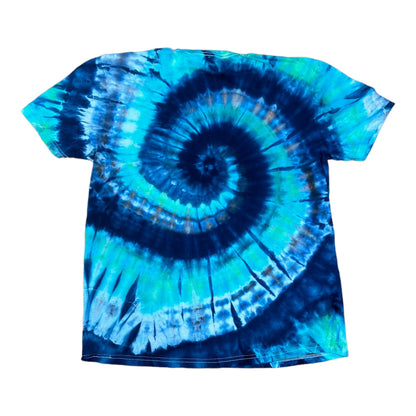 Adult Large Blue and Green Spiral Ice Dye Tie Dye Shirt