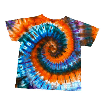 Toddler 5T Purple Blue Orange and Teal Blue Spiral Ice Dye Tie Dye Shirt