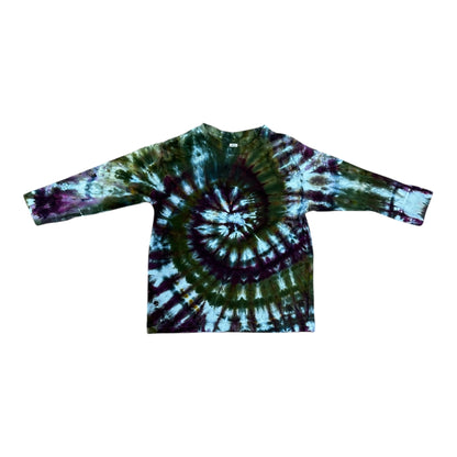 Toddler 3T Black Cherry and Green Spiral Ice Dye Tie Dye Long Sleeve Shirt