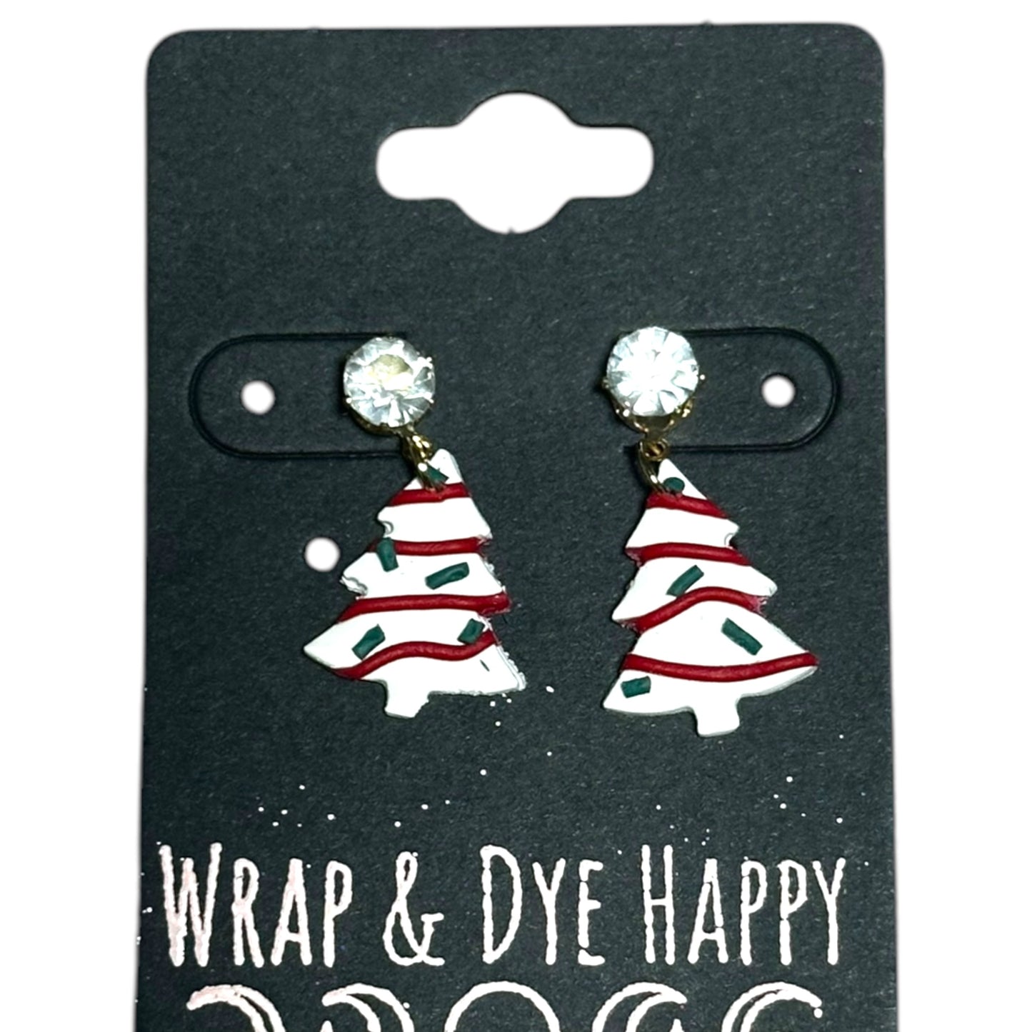 Hypoallergenic Hand Painted Christmas Tree Dangle Clay Earrings