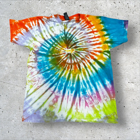 Youth Medium Neon Rainbow Spiral Tie Dye Tshirt