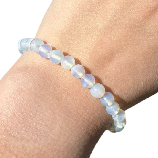 Opalite Beaded Elastic Crystal Bracelet