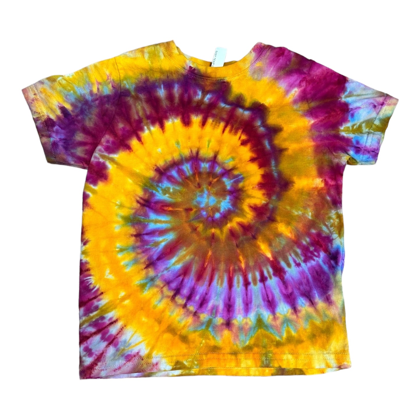 Toddler 5T Yellow Purple Blue and Green Spiral Ice Dye Tie Dye Shirt