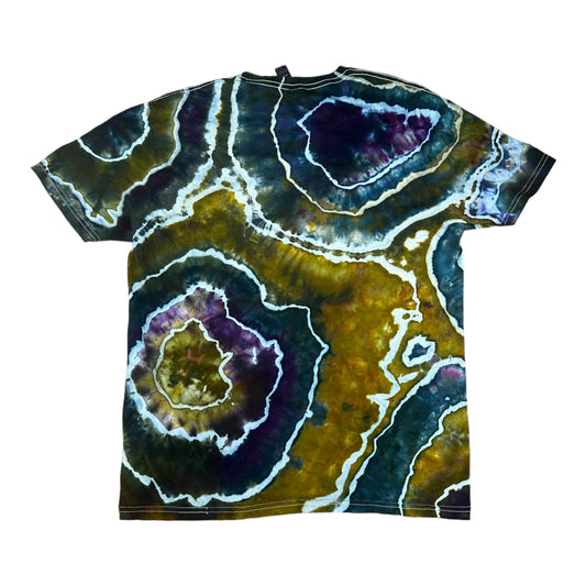 Adult Large Green Purple and Blue Geode Ice Dye Tie Dye Shirt