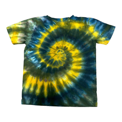 Toddler 2T Yellow Blue and Green Spiral Ice Dye Tie Dye Shirt